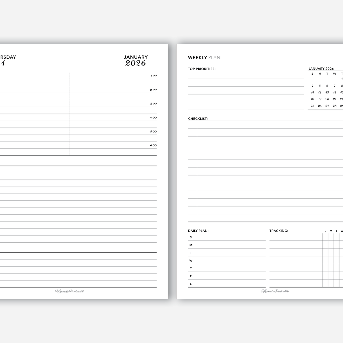 2026 Daily Timed Style Insert with Weekly Overview – Planned and Productive