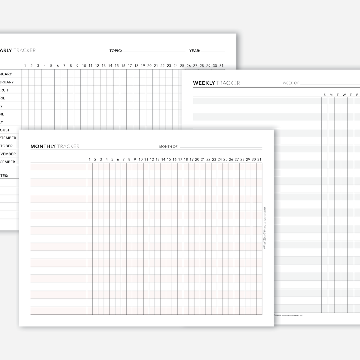 Daily, Weekly & Monthly Tracker Bundle – Planned and Productive